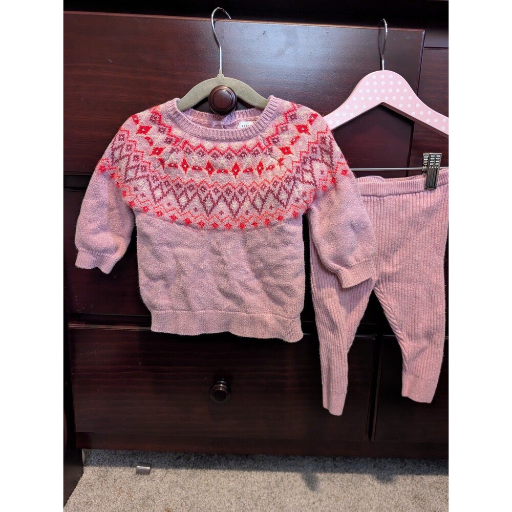 Baby Gap Pink Knit Sweater Outfit Set size 6-12mos